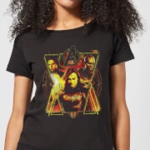 Image of Avengers Endgame Distressed Sunburst Womens T-Shirt - Black
