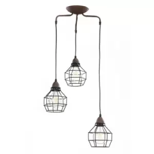 Image of Spider 3 Light Wire Shade Cluster Pendant Ceiling Light, Black