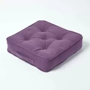 Image of Rajput Ribbed Cotton Floor Cushion Purple - Purple - Homescapes
