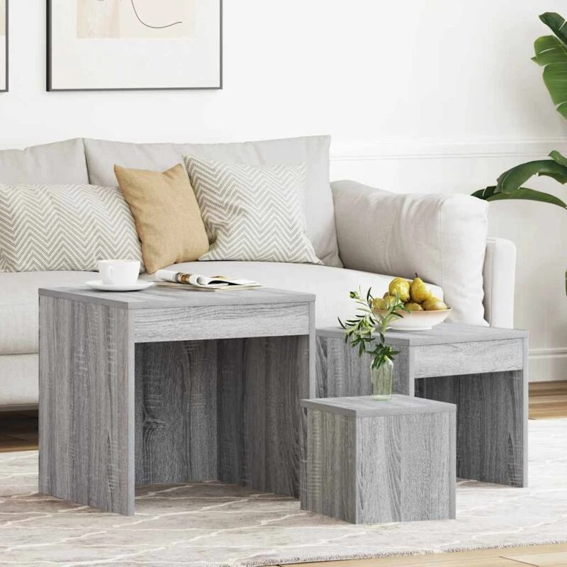 Image of VIDAXL Vidaxl - Nesting Tables 3 pcs Grey Sonoma Engineered Wood 8720286932889