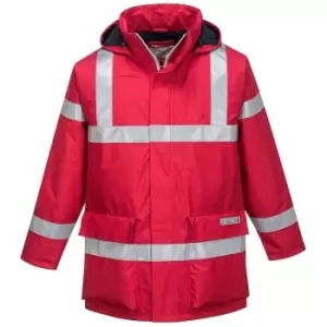 Image of Portwest - S785RERM - sz M Bizflame Rain Anti-Static FR Jacket - Red