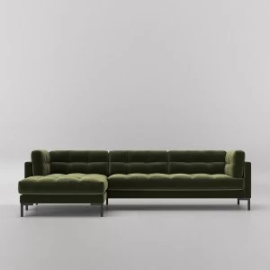 Image of Swoon Landau Velvet Corner Sofa - Left Hand Side - Corner Sofa - Fern