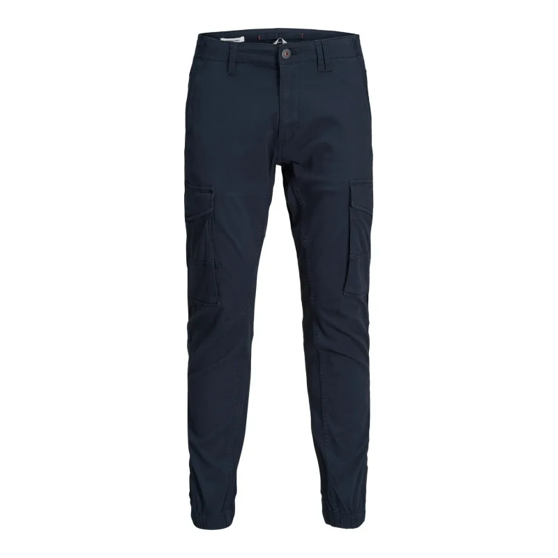 Image of jack & jones Jjipaul Jjflake Cargo Trousers in Organic Cotton, Slim Fit Navy Blue Men W28 L30;W31 L32;W32 L30;W31 L30;W33 L32;W32 L32;W30 L34;W29 L34;