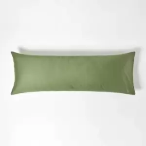 Image of Moss Green Organic Cotton Housewife Pillowcase 400 Thread Count, Body Pillowcase - Moss Green - Moss Green - Homescapes