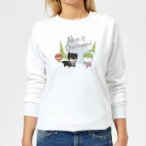Image of DC Nice Is Overrated Womens Christmas Sweatshirt - White