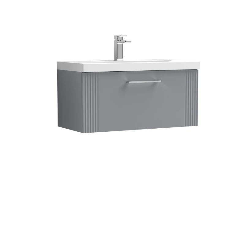Image of Balterley 1 Drawer Wall Hung Vanity Unit MidEdge Basin Grey 800mm Grey