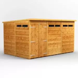 Image of Power Sheds - 12x8 Power Pent Double Door Security Shed - Brown