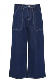 Image of French Connection Cargo Twill Wide Leg Culottes Indigo