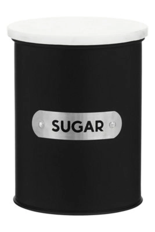 Image of Orsina Functional Design Black Enamel Sugar Canister, Chic Design Metal Canister, Durable Stainless Steel Canister