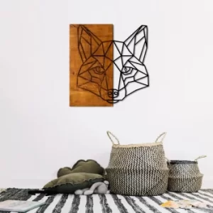 Image of Tilki Walnut Black Decorative Wooden Wall Accessory