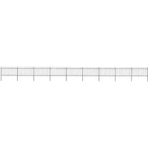 Image of Garden Fence with Hoop Top Steel 15.3x1 m Black Vidaxl Black