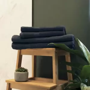 Image of The Linen Yard - Loft Combed Cotton 4 Piece Hand/Bath Towel Set Slate - Slate
