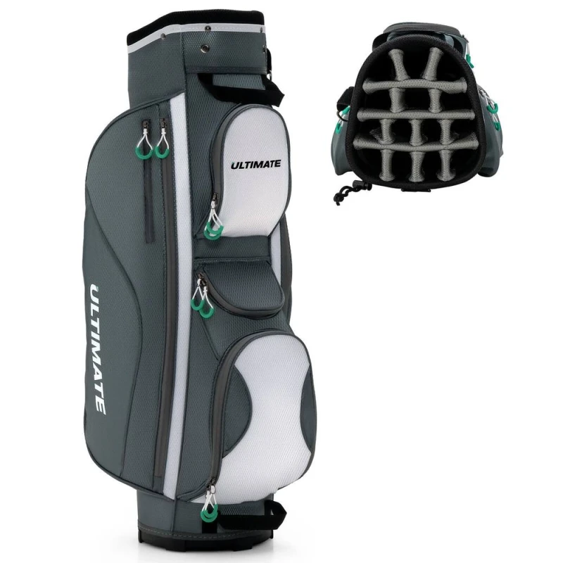 Image of COSTWAY Golf Stand Bag Lightweight Portable Golf Cart Bag W/ 14 Way Top Divider Waterproof Grey unisex