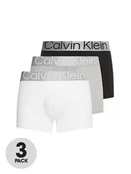 Image of Calvin Klein 3 Pack Trunks - Black/White/Grey, Size L, Men