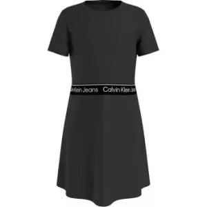 Image of Calvin Klein Jeans Logo Tape Ss Punto Dress - Black
