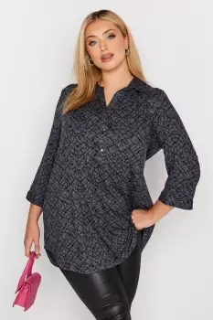 Image of Half Placket Abstract Pattern Shirt