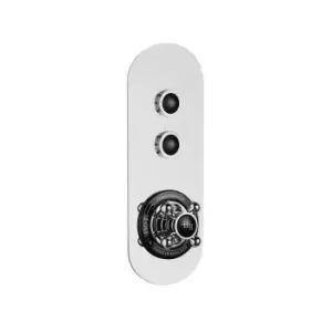Image of Hudson Reed Traditional Push Button Shower Valve (twin Outlet) - Black/Chrome