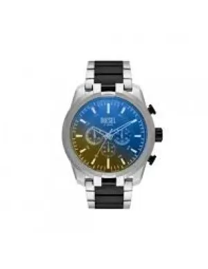 Image of Diesel Mens Split Chronograph Two-Tone Stainless Steel Watch - Black / Silver