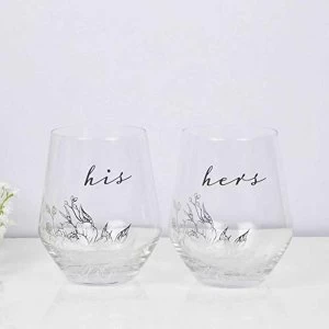 Image of Amore By Juliana Luxury Stemless Wine Glass Set- His & Hers