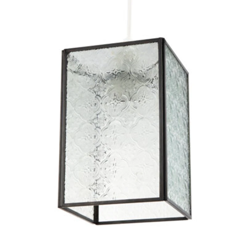 Image of Happy Homewares Vintage Traditional Bronze Pendant Shade With Clear Moroccan Glass