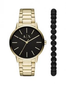 Image of Armani Exchange AX7119 Gold Tone Watch & Bracelet Gift Set