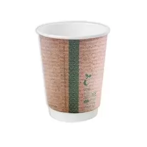 Image of Vegware Cup 12oz Double Wall Kraft Brown Pack of 500 VDW-12 VG92013