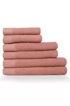 Image of Textured Weave Oxford Panel Cotton 6 Piece Hand/Bath/Sheet Towel Bale