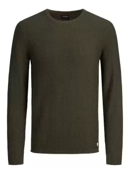 Image of JACK & JONES Jacquard Crew Neck Knitted Pullover Men Green