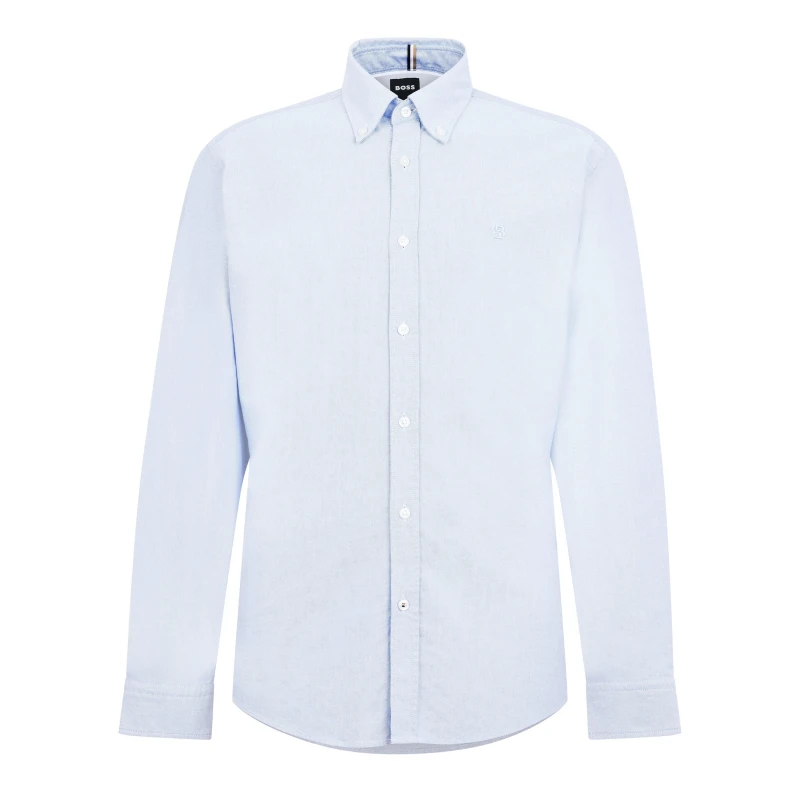 Image of Boss Mens Long Sleeve Oxford Shirt Pastel Blue male XS