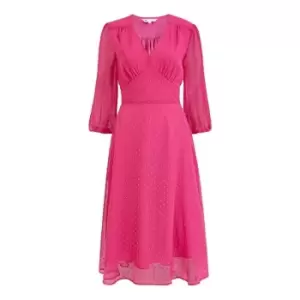 Image of Yumi Fuchsia Pink Textured Spot Kimono Dress - Pink