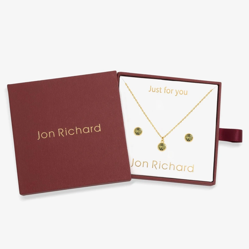 Image of Jon Richard 14Ct Gold Plated Birthstone Bezel Set - August Gold female One Size