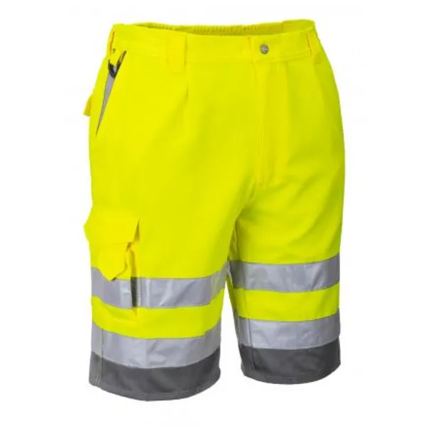 Image of Portwest Mens Class 1 Hi Vis Poly Cotton Shorts E043YGYXXXL Colour: Yellow / Grey