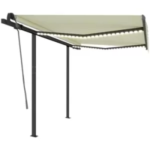 Image of Manual Retractable Awning with LED 3.5x2.5 m Cream Vidaxl Cream