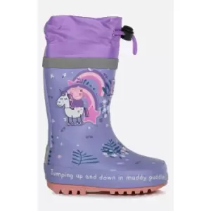 Image of Girls Regatta x Peppa Pig Lilac Unicorn Puddle Welly Boots