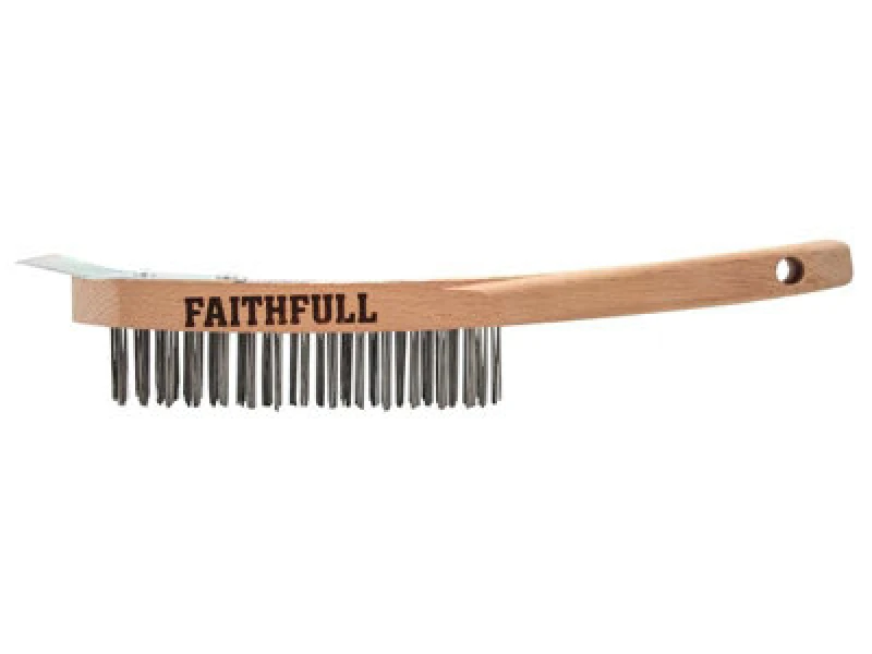 Image of Faithfull Lightweight Scratch Brush With Scraper Four Row Fai5804Srf