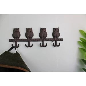 Image of Rustic Cast Iron Wall Hooks, Owls