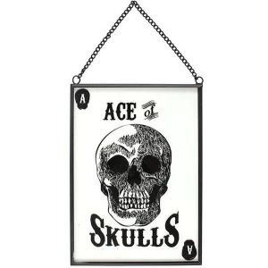Image of Glass Ace Of Skulls Hanging Sign