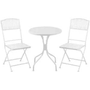 Image of Outsunny Garden Bistro Set for 2 with Folding Chairs and Round Table, White - White