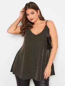 Image of Yours Lurex Swing Cami Gold, Black, Size 14, Women