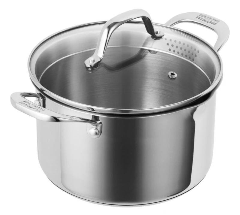 Image of Kuhn Rikon Allround Plus Stainless Steel Casserole Pot with Draining Lid, 20cm/3.7L in Silver Silver Unisex