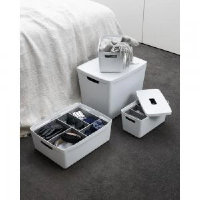 Image of Inabox Inabox Designer Storage Boxes With Lids and Trays Large Value Pack (2 x 8L & 1 x 19L & 1 x 39L & 1 x Small & 1 x Large Tray) Wi