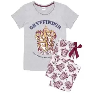 Image of Harry Potter Womens/Ladies Gryffindor Long Pyjama Set (M) (Grey/White/Maroon)