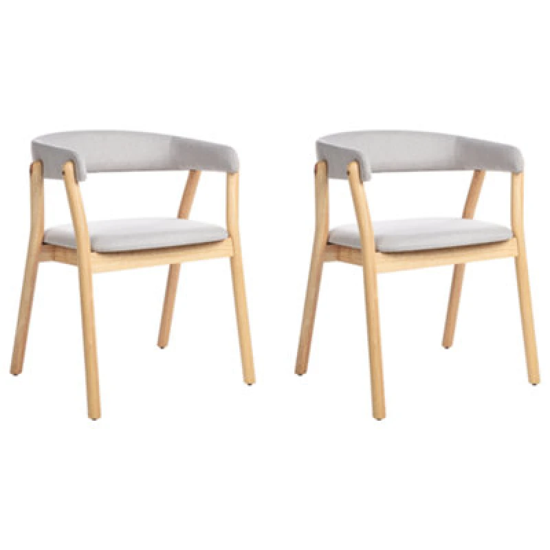 Image of Beliani Set Of 2 Dining Chairs Mylo Wood Light Brown/ Grey