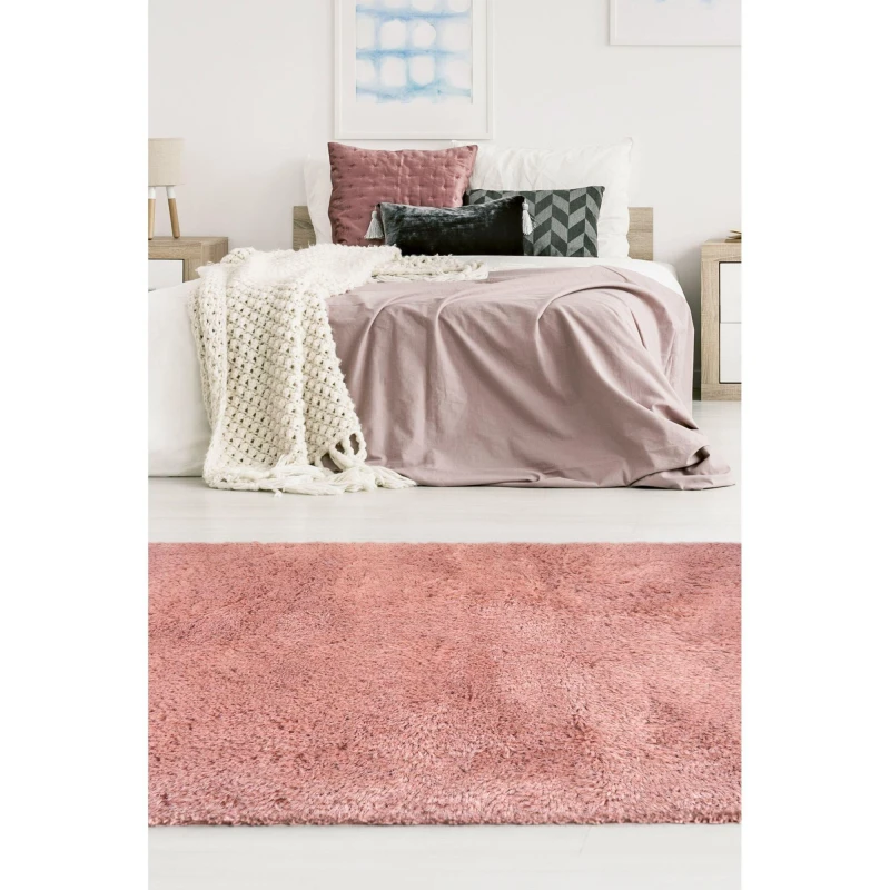 Image of Homemaker Homemaker Soft Washable Pink Shaggy Rug - 200x140cm