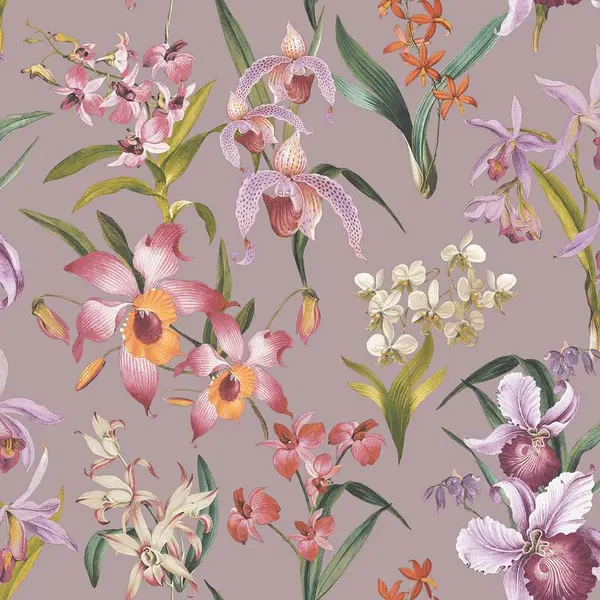 Image of Rasch Maya Floral Lilac Wallpaper Vibrant Colourful Flowers Modern Feature Wall WL-283661