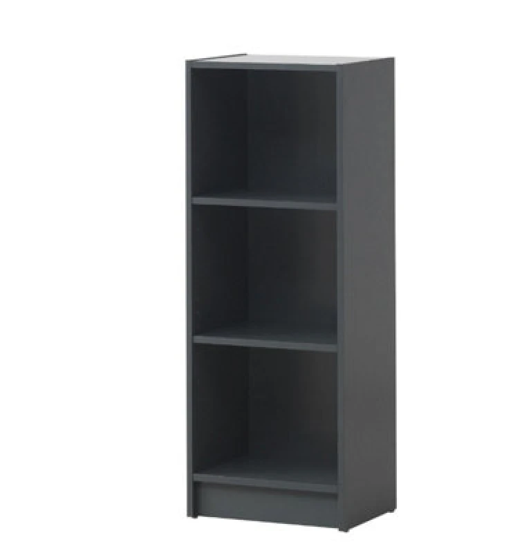 Image of Timber Art Design 3 Tier Medium Narrow Bookcase Shelving Unit Living Room Office Bedroom Dark Grey