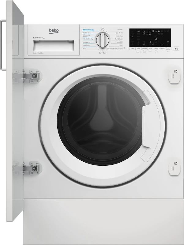 Image of Beko RecycledTub WDIK854411F WiFi Connected Integrated 8KG / 5Kg Washer Dryer with 1400 rpm - White - D Rated [Wash&Dry], A Rated [Wash Only]