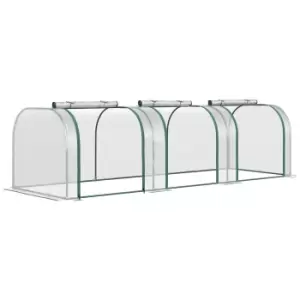 Image of Outsunny PVC Tunnel Greenhouse Green Grow House Steel Frame for Garden Backyard with Zipper Doors 295x100x80 cm, Clear