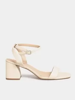 Image of Yours Extra Wide Fit Mid Block Heel Sandal Two Strap Nude, Nude, Size 8Eee, Women