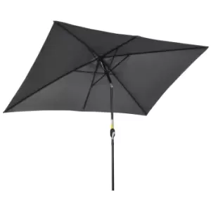 Image of Outsunny 3x2m Patio Parasol Garden Umbrellas Canopy with Aluminum Tilt Crank Rectangular Sun Shade Steel, Black